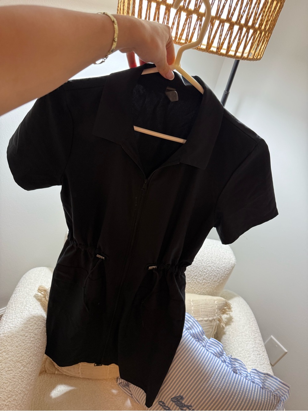 Beyond Yoga Black zip front dress xs